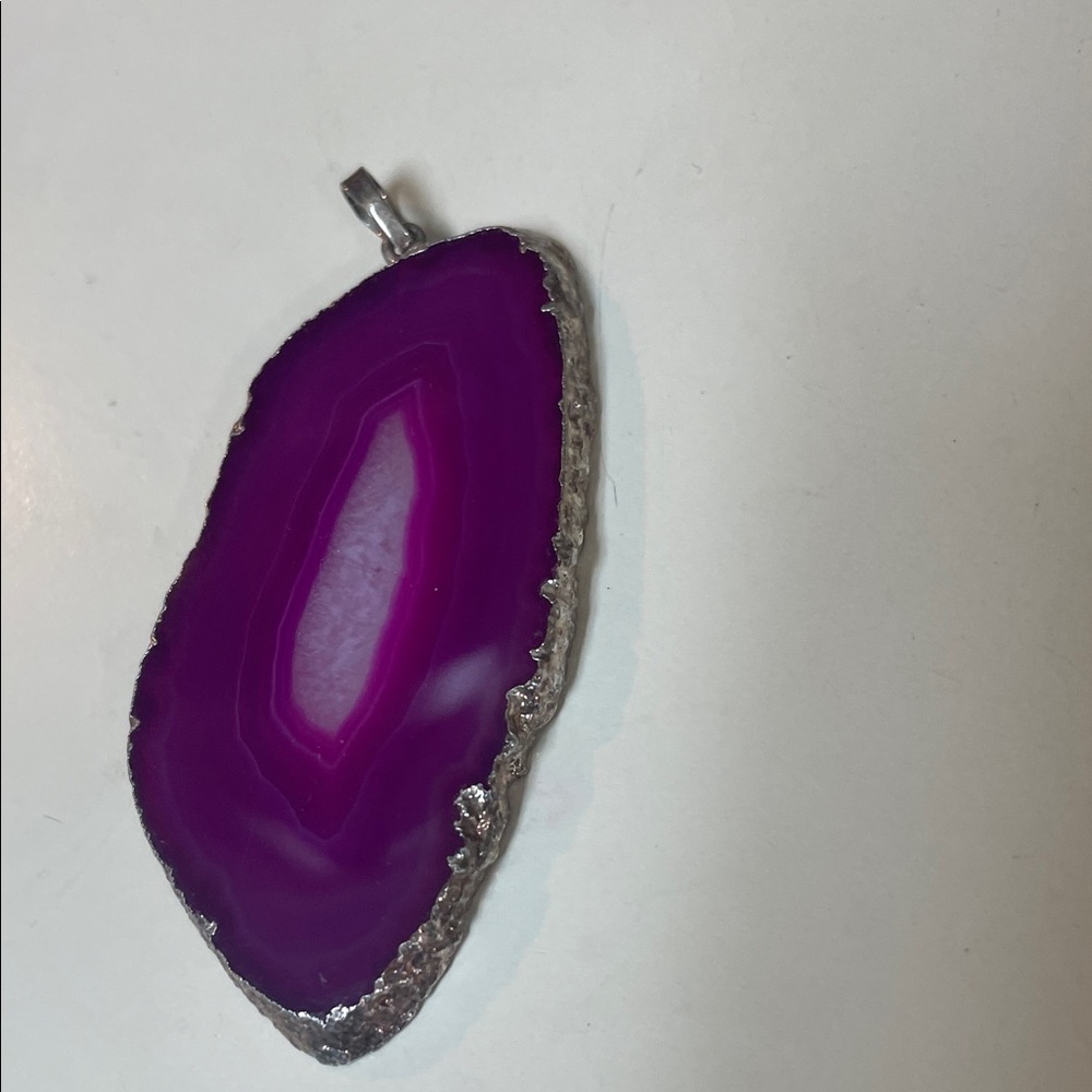 Source Unknown Vibrant Purple Pendant with Silver Trim